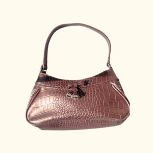 Liz Claiborne Croc Hobo Bag | Copper Brown | Small | Vintage Y2K
